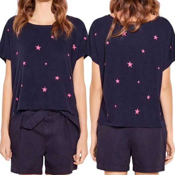 Sundry Womens Size Small Lightweight Star Print Short Sleeve Tee Shirt Scoopneck - Picture 1 of 7